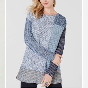 Blue color block sweater